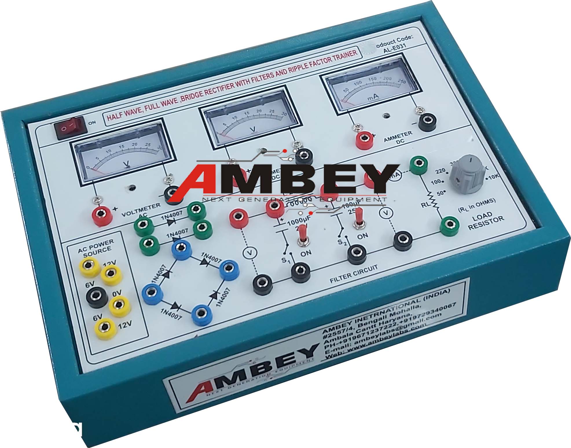 AL-E031A HALF WAVE, FULL WAVE & BRIDGE RECTIFIER (ANALOG METERS) 